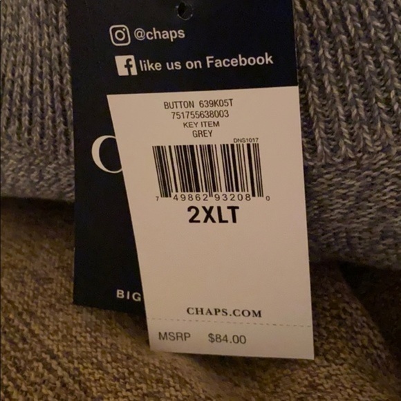 Chaps Classic Fit Twist Button Mock Sweater 2XLT - Picture 4 of 5